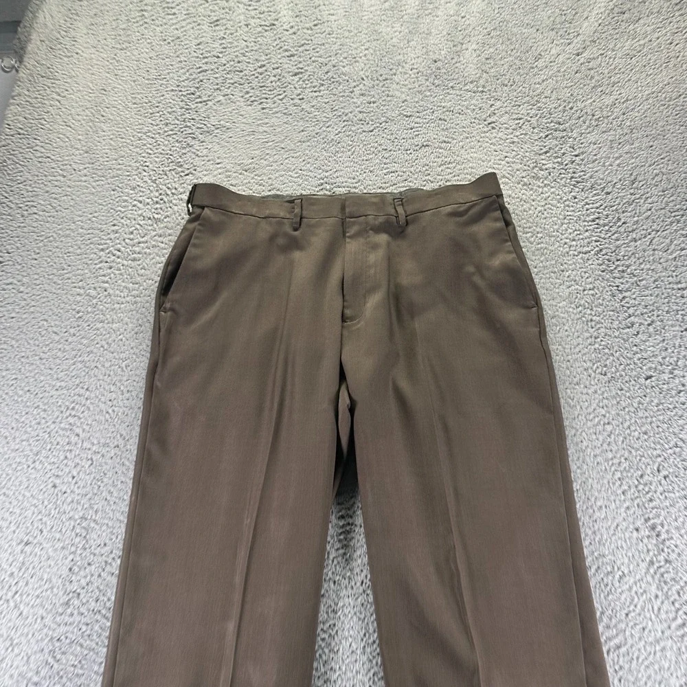 Haggar Pant Mens 38x29 Brown Polyester Dress Straight Leg Business Preppy Office